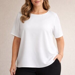 Maggie Barnes Top Women’s Size 1X White Short Sleeve Plus Size Career Blouse
